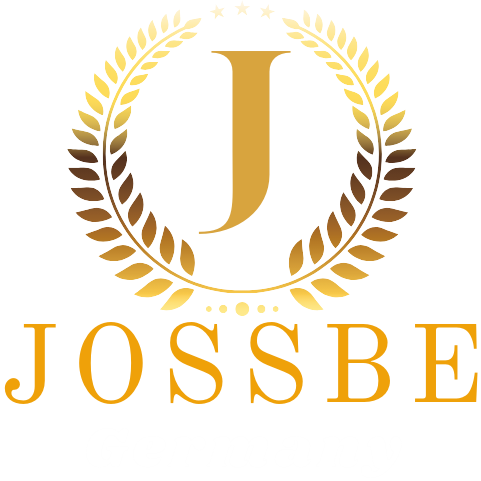 Jossbe logo mit blätterkreis in Gold