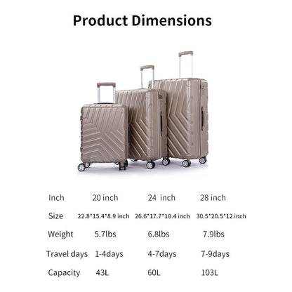 Koffer-Hartschalen-Gepäcksets, 3-teilig, mit Doppel-Spinnerrädern - Jossbe